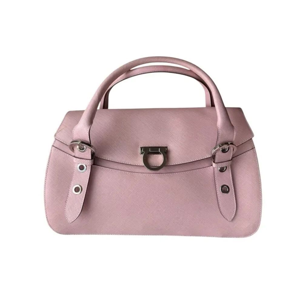 Salvatore Ferragamo Pink Gancini Top Handle Satchel Handbag Auth